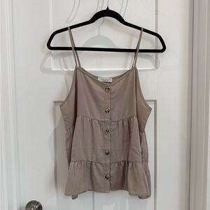 Paper Crane Taupe Button-Front Camisole